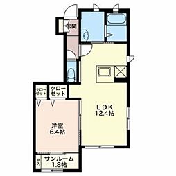 マストタウンナガクラC 1LDKの間取図画像