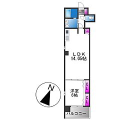 大阪市阿倍野区阪南町1丁目マンション 1LDKの間取図画像