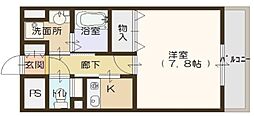 グラヴィール 1Kの間取図画像