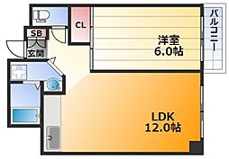 JMRレジデンス新大阪 1LDKの間取図画像