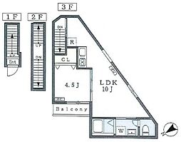 グランシャレー梅田 3階1LDKの間取り