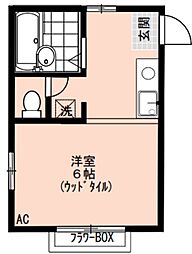 エーデルハイツ 1階ワンルームの間取り