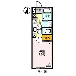 JR東海道・山陽本線 甲南山手駅 徒歩8分の賃貸アパート 2階1Kの間取り