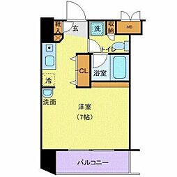 東京メトロ南北線 白金高輪駅 徒歩9分の賃貸マンション 9階ワンルームの間取り