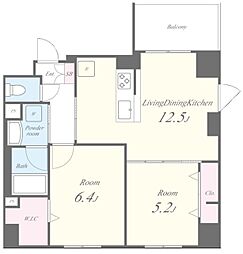 サントゥール駒込 5階2LDKの間取り