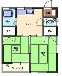 藤コーポ 2階2Kの間取り