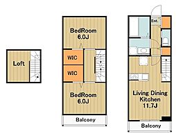 グランルーチェ 1階2LDKの間取り