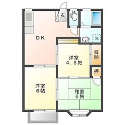 エスポアール中村A 3DKの間取図画像