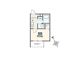 ゴールデンハウス平井 2階1Kの間取り