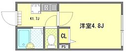 フォルトゥーナ梅島 1Kの間取図画像