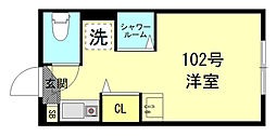 潮見テラス ワンルームの間取図画像