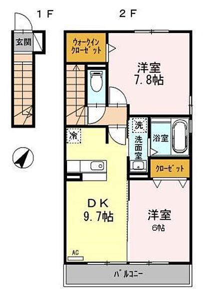 静岡県伊豆の国市寺家(賃貸アパート2DK・2階・59.46㎡)の写真 その2