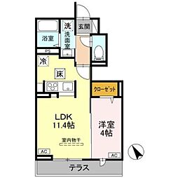 D-ROOM甲州街道 1階1LDKの間取り