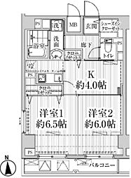 HF東中野レジデンス 2DKの間取図画像