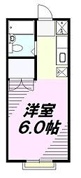JR中央線 西八王子駅 徒歩10分の賃貸アパート 2階1Kの間取り