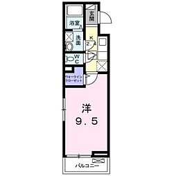 シャンドゥフルール4 1Kの間取図画像