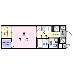 ベルエミール 1Kの間取図画像