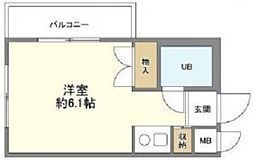 フラッツ・レルエ 2階ワンルームの間取り