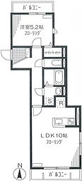 パルコート芦花 1LDKの間取図画像