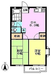 和田ハイム 2DKの間取図画像