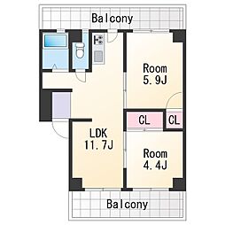 NEXUS和歌浦 2LDKの間取図画像