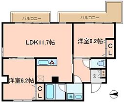 エクシード根岸アメニティーレジデンス 2LDKの間取図画像