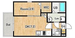ジーメゾンさいたま見沼 1DKの間取図画像