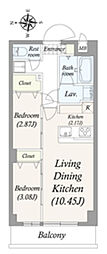 アルファコート亀戸2 2LDKの間取図画像