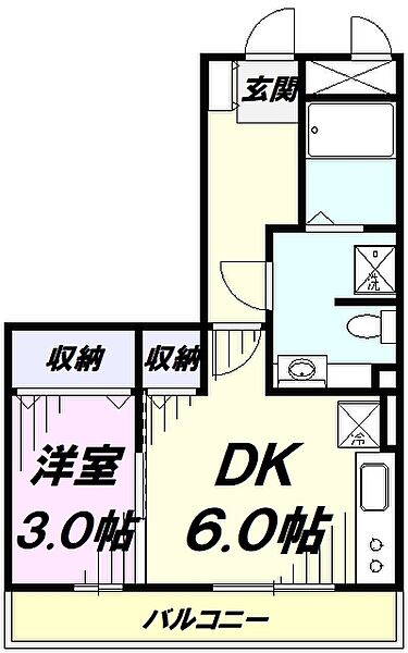 ロイヤルコートKay　B ｜東京都日野市万願寺３丁目(賃貸アパート1DK・3階・30.13㎡)の写真 その2