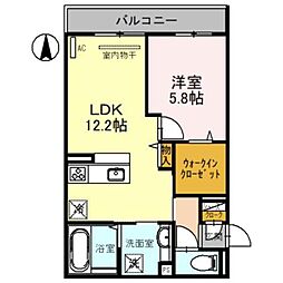 ラ・スイート上本台 1LDKの間取図画像