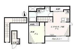 東京メトロ丸ノ内線 方南町駅 徒歩10分の賃貸アパート 3階1LDKの間取り