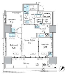 晴海フラッグ ポートヴィレッジ B棟 2階3LDKの間取り