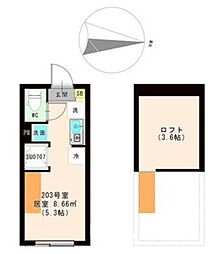 The Maris Court 練馬 2階ワンルームの間取り