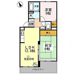 南海線 松ノ浜駅 徒歩9分の賃貸アパート 3階2LDKの間取り
