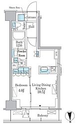 パークアクシス新宿百人町 3階1LDKの間取り