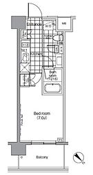 パークハビオ赤坂 9階1Kの間取り