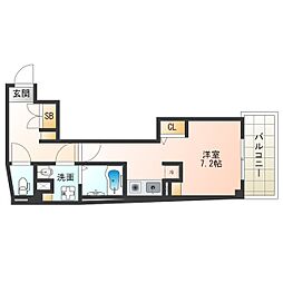 JR東海道・山陽本線 大阪駅 徒歩12分の賃貸マンション 2階ワンルームの間取り