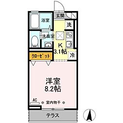 Jean Fillioux 1階1Kの間取り