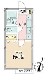 メゾンハピネス石井2 1Kの間取図画像