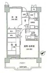 小松川チェリーガーデン1号棟 2DKの間取図画像