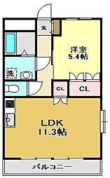 ネオ・クレスト1 1LDKの間取図画像