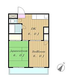 コズエペナテス相模原 2DKの間取図画像