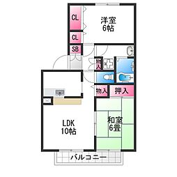 フレンドコーポB 2LDKの間取図画像
