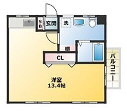 カーサ東向島 4階ワンルームの間取り