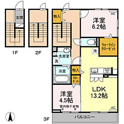 シャルマンペッシェ 2LDKの間取図画像