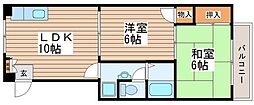 第三ハイツカトレア 2LDKの間取図画像