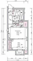 SYNEX NISHI-OI 1階1DKの間取り