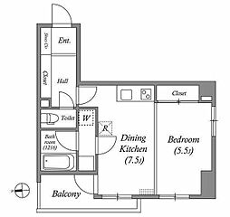 コンフォートタイムオオモリ 1DKの間取図画像
