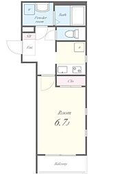 東急目黒線 西小山駅 徒歩12分の賃貸マンション 4階1Kの間取り