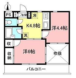 ヴァンハウス綱島 2Kの間取図画像